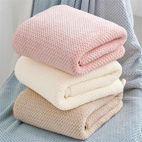 Toalla Suave Tipo Microfibra Estilo Panal Para Baño Unisex Rosa
