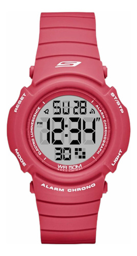 Reloj Skechers Digital Pink Trendy Correa Rosa Bisel Rosa Fondo Rosa