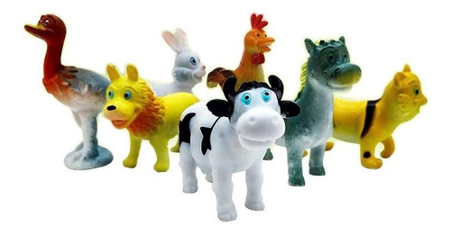 Animales Granja Estilo Cartoon X12 Figuras Deco Plástica 009