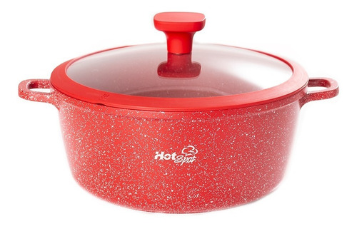 Olla Ultra Antiadherente Marmoleado Con Tapa 30 Cm Hot Spot Color Rojo