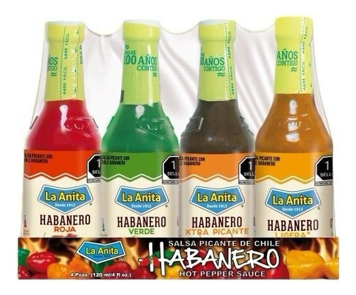 Pack 4 Salsas Habaneras 120ml La Anita México - Lireke