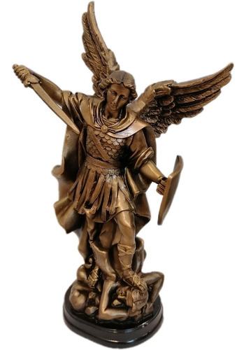 Hermosa Escultura San Miguel Arcángel Derrotado Al Diablo 