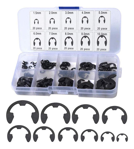 Saipe 200pcs E-clip Surtido Kit E-clip Anillo De Retención E