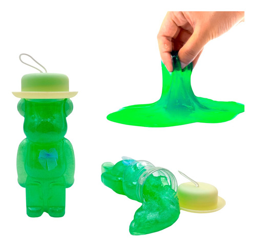 Slime Miki Moco Grande Fluor Brillante Oso Con Sombrero