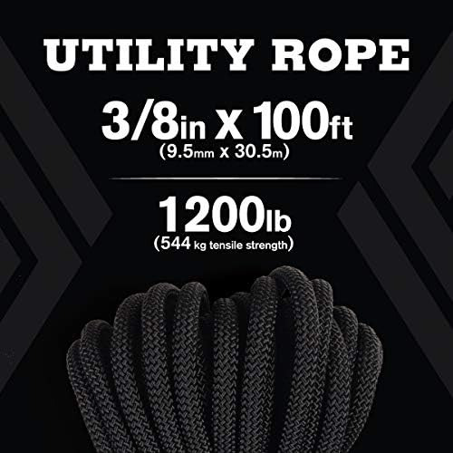 Atwood Rope Mfg Pulgada De Utilidad Trenzada Negro, 100 En