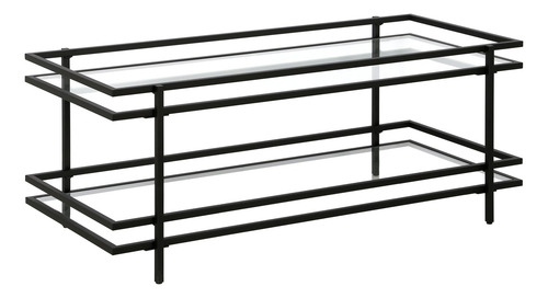 Homeroots Mesa De Centro Rectangular De Vidrio Negro De 45