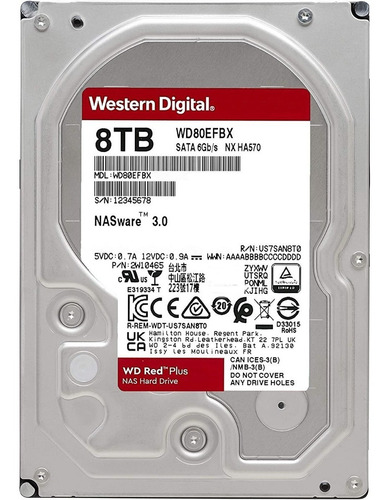 Imagen 3 de 4 de Disco Duro 8tb Western Digital Nas Servidor 7200rpm Wd80efbx