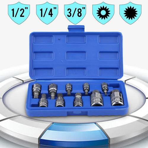 Juego De 10 Puntas De Broca Estriada Triple De 12 Puntos -m1