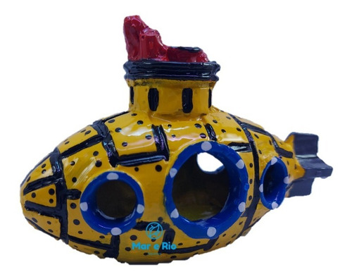 Imagem 2 de 6 de Enfeite Aquário Toca Submarino Amarelo Yellow Submarine