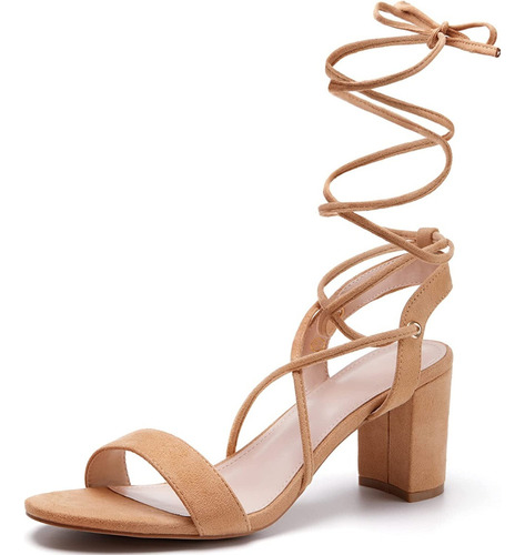 Sandalias De Tacón Con Cordones For Mujer, Sandalias De Blo