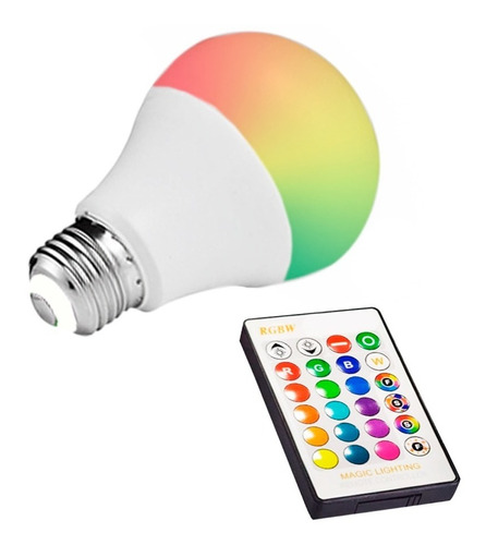 Lampara Led Rgbw 7w E27 220v Control Remoto 16 Colores Ofert