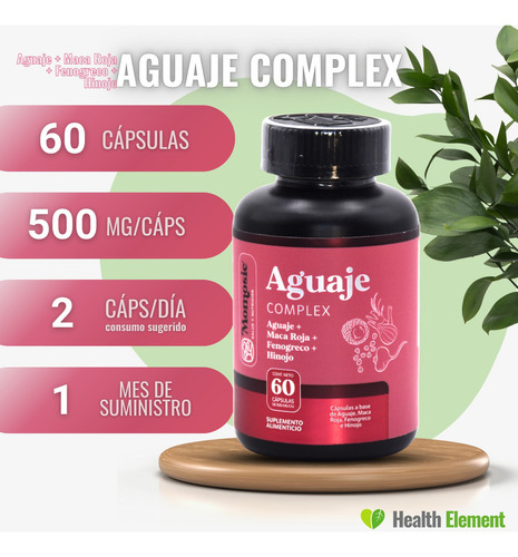 Aguaje Complex 60 Cápsulas | Fenogreco + Hinojo + Maca Roja Sin Sabor