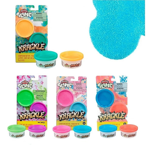 Pack 2 Masa Moldeable Play Doh Slime Krackle Rosa Y Azul 99g
