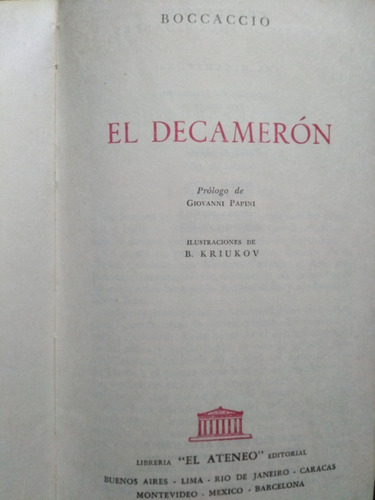 El Decameron - Boccaccio El Ateneo Año 1960