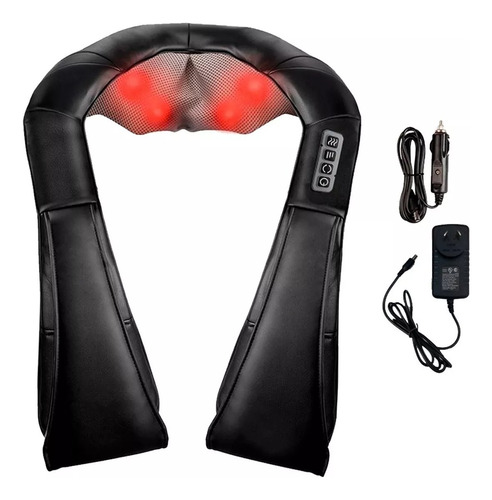 Masajeador Cervical Cuello Espalda Shiatsu Electrico Lumbar Color Negro