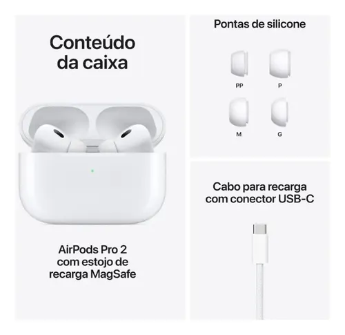 Apple Airpods Pro 2 Geração Branco A3047 A3048 A2968 - Usado