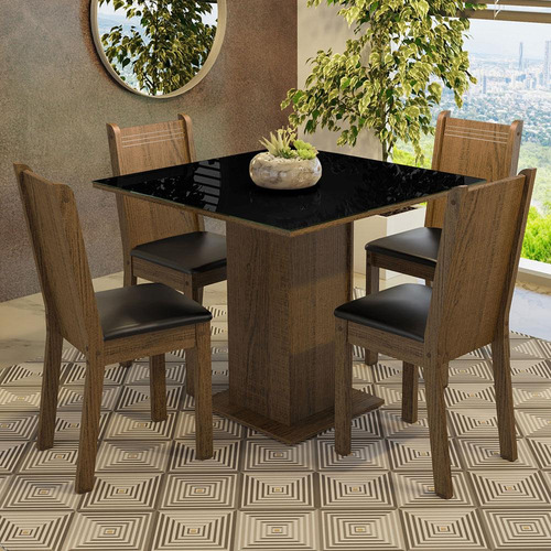 Juego De Comedor Madesa Perla Con 4 Sillas Marrón/negro