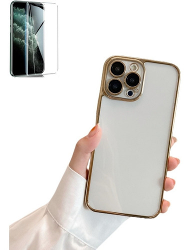 Funda Transparente De Pc Con Película De Lente Para iPhone