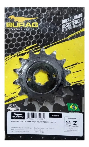 Pinhão Cbx Nx Xr 200 Crf 230 12 Dts P520 Durag