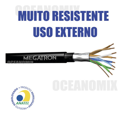 Cabo 4 Pares Cat5e Utp Externo Blindado 15m 100% Cobre 10 Rj