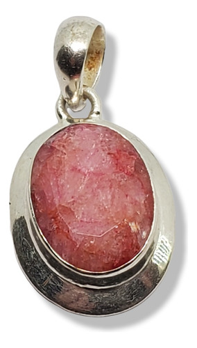 Dije Plata Con Piedra Rosa Rodocrosita