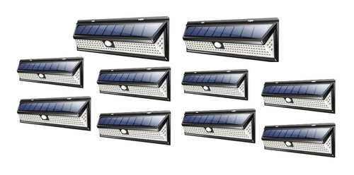 Pack De 10 Foco Solar 118 Exterior Tenue/sensor/luz Full