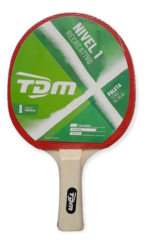 Paleta de ping pong TDM Nivel 1 negra FL (Cóncavo)