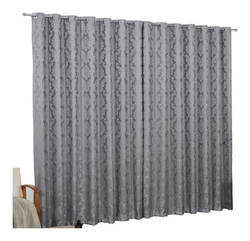 Cortina Jacquard Semi Blackout Sala E Quarto 8.00 X 2.70 Cor Cinza-claro