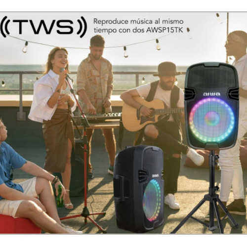 Imagen 3 de 5 de Parlante Aiwa Awsp15tk Bluetooth 15 1000w Trípode Micrófono