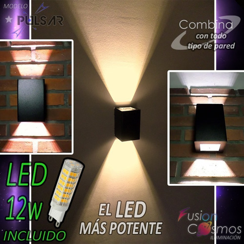 Imagen 5 de 10 de Aplique Bidireccional Luz Exterior Potente Led 12w Pack X14u
