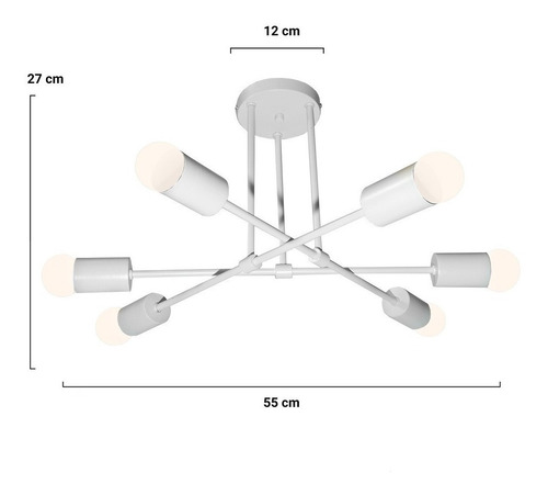 Imagen 3 de 3 de Lámpara araña de techo Gioluce Plafón araña escandinavo industrial spa color blanco 220V