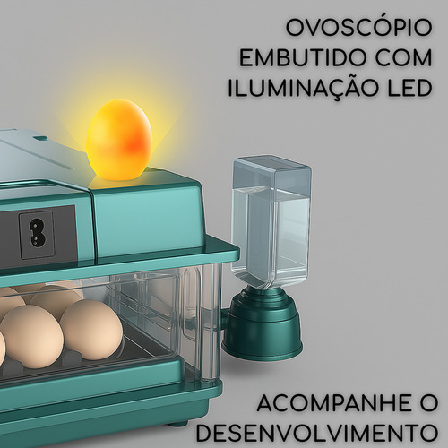 Chocadeira Para Ovos Incubadora Automática Ovoscópio 48 Ovos