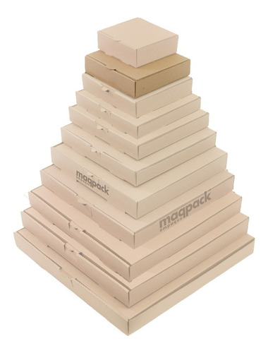 100 Cajas Pizza 18x18x4.5cms Carton Microcorrugado Kraft
