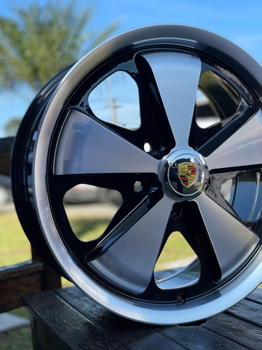 Jogo Roda Fuchs Aro 17 Porsche 5x112 + Bicos Cor Preta Diamante