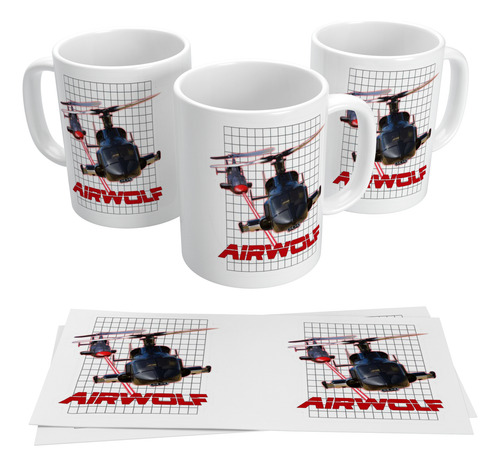 Taza Airwolf El Lobo Del Aire Retro Tv Blanco