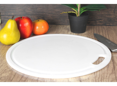 Tabla Para Picar Redonda De Cocina Profesional 35 Cm Color Blanco