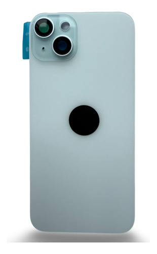 Tapa Vidrio Glass Trasero Compatible Iphone 15 C/ Logo Full! Azul Claro Lisa