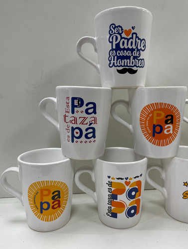 Taza Cerámica Estampada Felíz Día Papá Día Del Padre X6 Unid