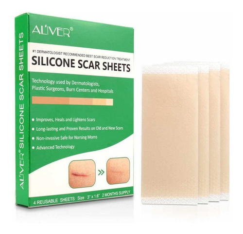 Imagen 1 de 5 de Parches Silicona Para Cicatrices Alivert 4 Tiras 7.6 X 3 Cms