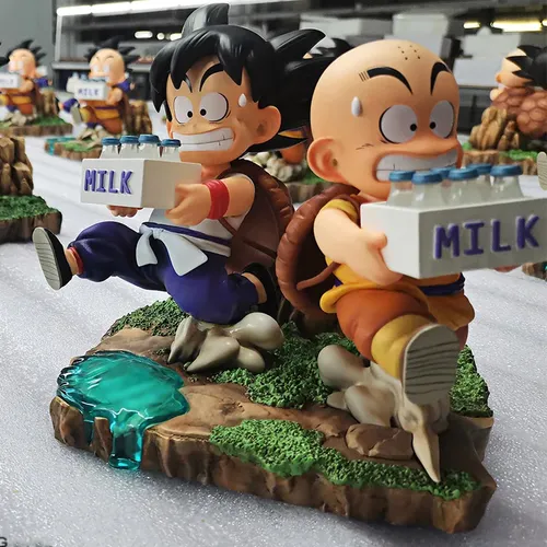 Figura De Juguete Dragon Ball Son Goku Krillin Milk Delivery