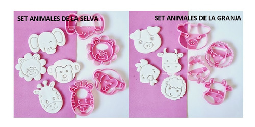 Imagen 2 de 2 de Cortante Plastico 3d Animales Selva Granja X4 Piezas Cookies