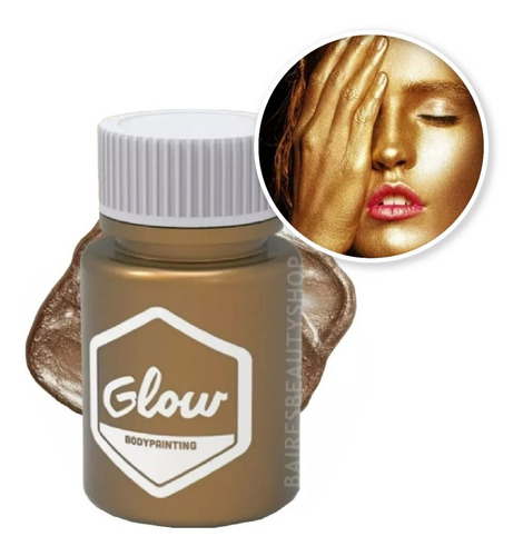 Maquillaje Artistico Liquido Dorado Glow Metalizado Bodypain