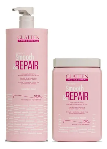 Glatten Smooth & Repair Shampoo 1 L E Máscara 1 Kg