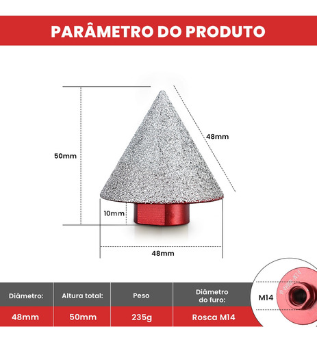 Broca De Chanfro Cônica Diamantada 48mm Para Esmerilhadeira