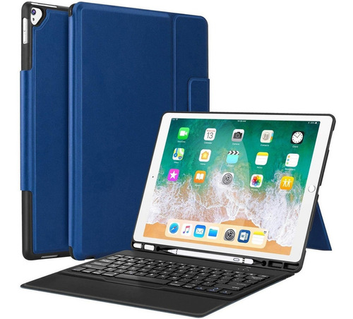 Funda C/teclado T Porta Lapiz iPad Pro 1ra 2da Gen Azul 