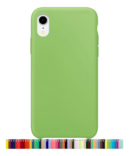 Funda de silicona aterciopelada compatible con iPhone X y XR, color verde