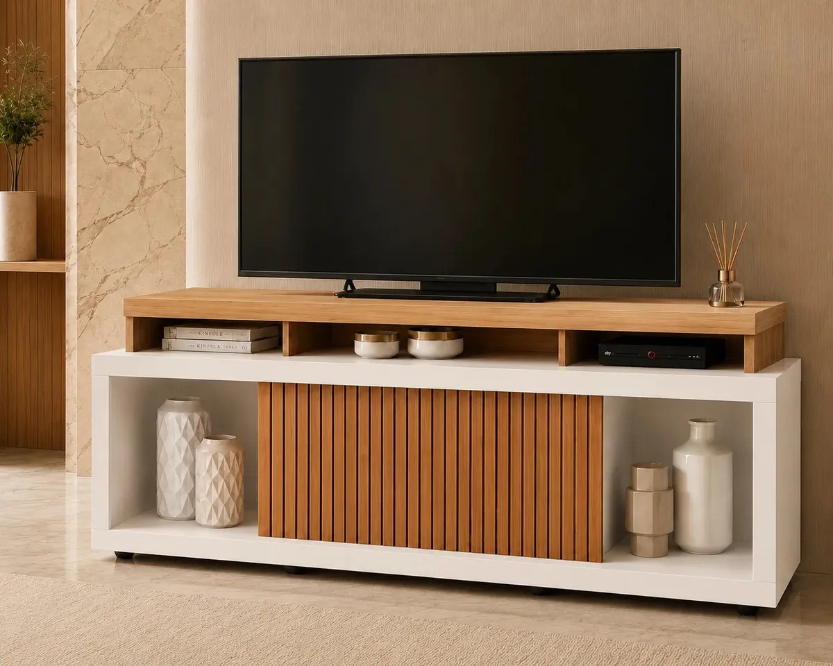 Rack Para TV Até 70 Polegadas Aegon Cor Freijó E Off White
