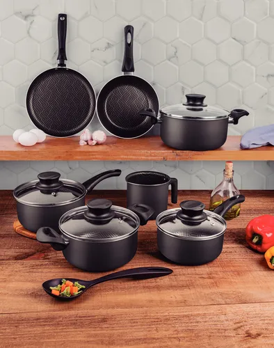 Jogo De Panelas Tramontina Paris Chumbo 7 Peças + Colher