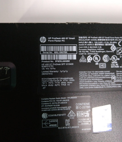 Hp Prodesk 400 G7 Core I5 Gen10 Ssd 512gbc/monitor Grande (Reacondicionado)