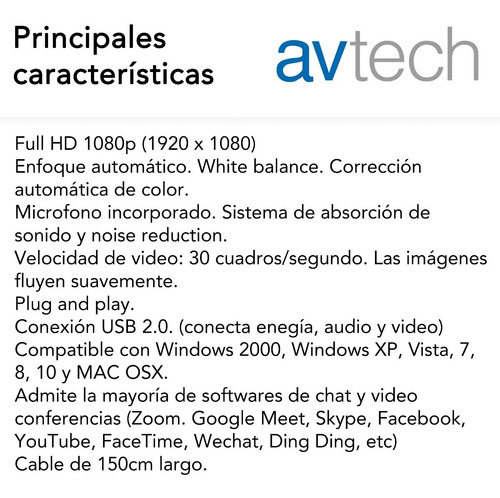 Imagen 3 de 9 de Webcam Cámara Web Full Hd Autofoco Micrófono Usb Pc Windows